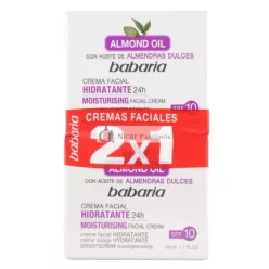   Babaria Anti-Wrinkle and Moisturizing Facial Cream 24 Hours with Sweet Almond Oil and SPF 10 100ml - Pack of 2