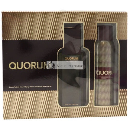 Antonio Puig Quorum EDT Eau de Toilette Spray 100ml with Deodorant Spray 150ml