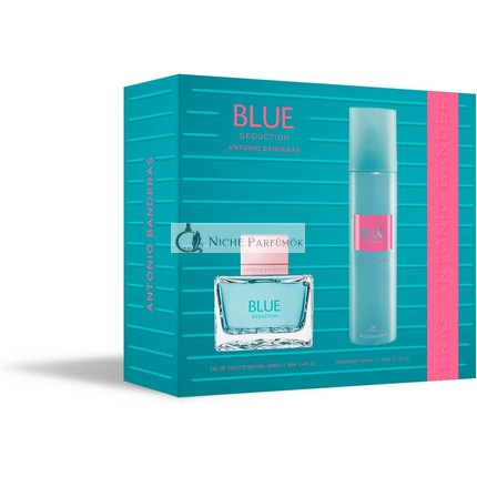 Banderas Perfumes Blue Seduction Woman Gift Set EDT 80ml Deodorant 150ml Long Lasting Fresh Casual Feminine Fragrance Floral Aquatic Notes Ideal for Day Wear