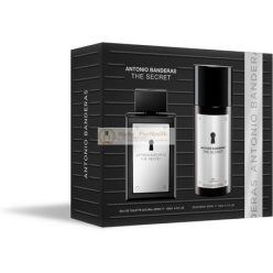   Banderas Parfümök A Titkos Ajándékcsomag Férfiaknak EDT 100ml Dezodor 150ml Hosszan Tartó Elegáns Szexi Férfias Illat Gyümölcsös Bőrjegyek Ideális Napi Viselés