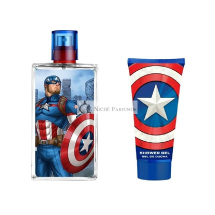 Captain America Gift Set - Eau De Toilette 100 ml & Shower Gel 60 ml - With Toiletry Bag
