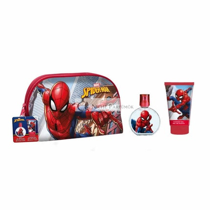 Spiderman Toiletry Bag Set by Airval with EDT Spray 50ml and Gel 100ml