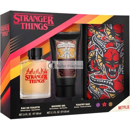 Netflix Stranger Things Gift Set Eau de Toilette 100ml Shower Gel 150ml Cosmetic Bag Powerful Masculine Fragrance Inspired by Netflix Series