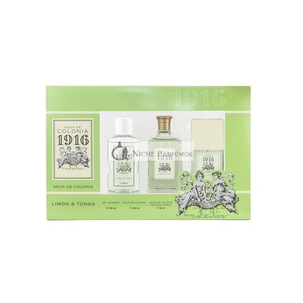 1916 Lemon and Tonka Perfume 100ml + Perfume 30ml + Shower Gel 100ml Unisex Gift Set for Men and Women Fresh Citrus Scent Long Lasting 230ml