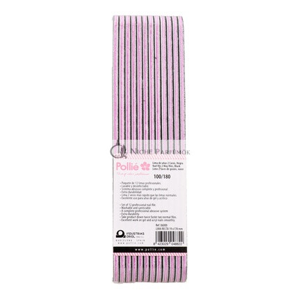 Eurostil Straight Padded Black Nail File 100180 06000 - Pack of 12