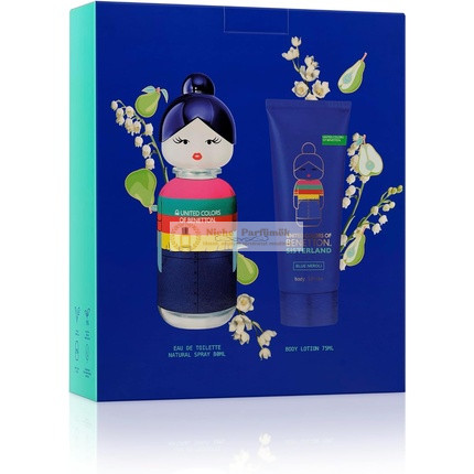 Benetton Sisterland Kék Neroli Ajándékcsomag Nőknek EDT 80ml + Testápoló 75ml - Hosszan Tartó - Fiatalos, Modern és Friss Illat - Borostyán, Gyümölcs és Levendula Jegyek - Ideális Napi Használatra