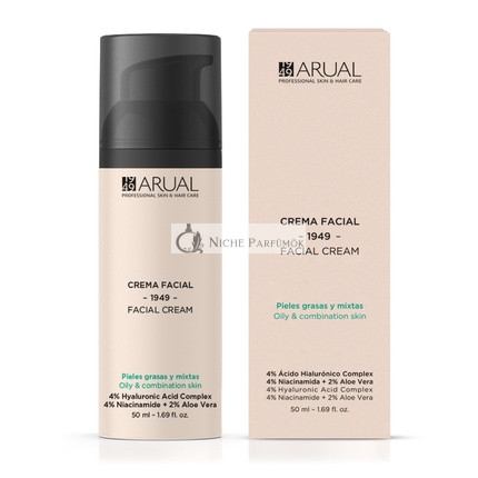 Arual Face Cream for Oily and Combination Skin with Hyaluronic Acid, Niacinamide, Aloe Vera