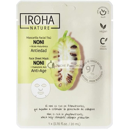 Iroha Nature Anti-Aging Face Mask with Noni and Hyaluronic Acid