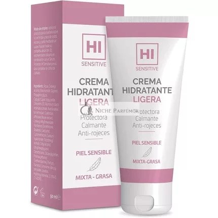 HI Sensitive Light Moisturizing Cream for Sensitive Combination and Oily Skin Protective Soothing and Anti Redness Cream for Face Neck and Cleavage
