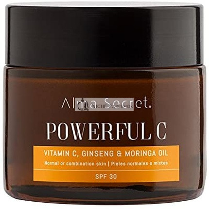 Alma Secret POWERFUL C Anti-Aging Brightening Cream with Vitamin C, Ginseng & Moringa SPF 30 50ml