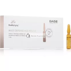  Laboratorios Babé Multi Defense Age Rescue Ampoules HealthyAging+ Regenerating Revitalising and Rejuvenating Effect Firmer and Hydrated Skin Wrinkle Bubbles 7 Ampoules x 2ml - Pack of 7