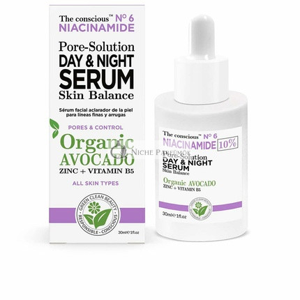 The Conscious Niacinamide Pore Solution Day Night Serum Organic Avocado 30ml Women