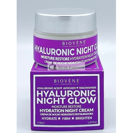 Biovene Hyaluronic Night Glow Hydration Night Cream 1.69oz - Expires 12/2024 New