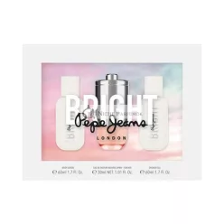  Pepe Jeans Bright For Her Perfume Women Gift Set 3 Pieces Eau de Parfum 30ml Body Lotion 60ml and Shower Gel 60ml with Cyprus and Floral Notes