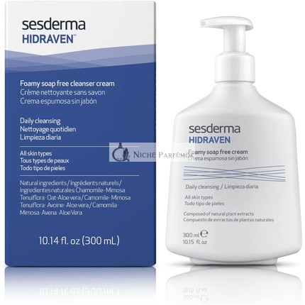 SESDERMA Hidraven Foamy Soap Free Cleanser Cream Gentle and Effective Cleansing for Refreshed Skin Feel Daily Cleansing Care for All Skin Types 300ml