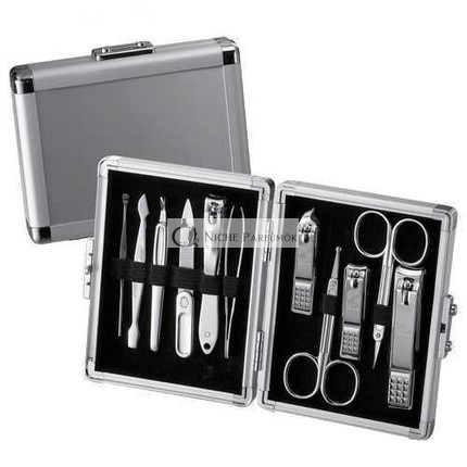 Manicure Set with Silver Case - 11 Tools