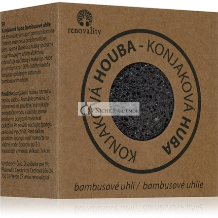 Renovality Konjac Mushroom Bamboo Charcoal Cleansing Sponge - Size: 7x4 cm