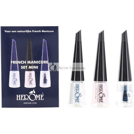 Herome French Manicure Set Mini 3x4ml 3-Step French Manicure Set Includes Clear Pink Nail Polish Whitener and Top Coat Travel Size Kit Pink