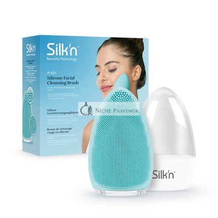 Silk'n Bright Silicone Facial Cleansing Brush Hygienic Deep Cleaning Gentle Exfoliation and Massage Waterproof Rechargeable Light Blue