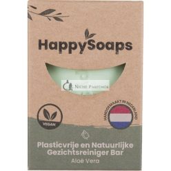   Happysoaps Facial Cleanser Bar & Make-Up Remover - Aloe Vera - Soft, Nourishing And Nicely Scented - 100% Plastic Free, Vegan & Natural - 70gr