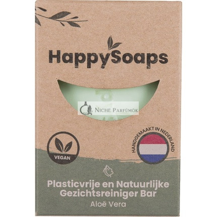 Happysoaps Facial Cleanser Bar & Make-Up Remover - Aloe Vera - Soft, Nourishing And Nicely Scented - 100% Plastic Free, Vegan & Natural - 70gr