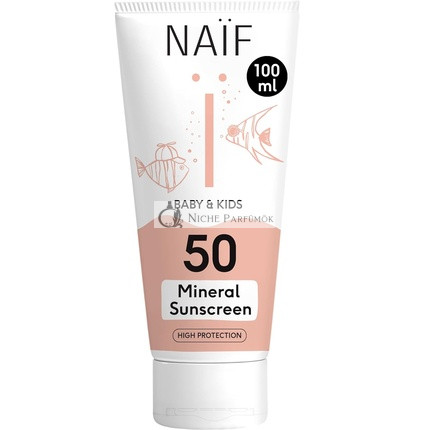 Naïf Mineral Sunscreen SPF50 for Babies & Children Cream 100ML - Direct UVA and UVB Protection Water Resistant Dermatologically Tested Environmentally Friendly Coral Safe