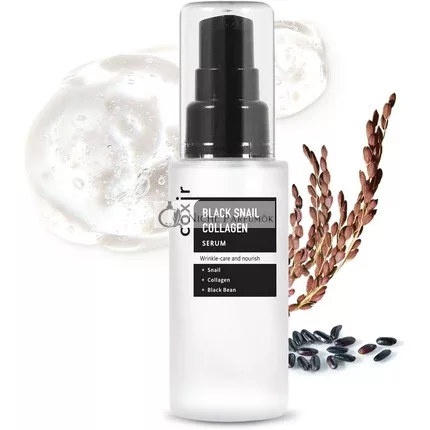 Coxir Black Snail Collagen Serum 50ml 1.69 fl.oz - Black Beans, Collagen, Snail Mucin - Firms, Lifts, and Nourishes Skin