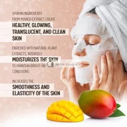   Mango Sheet Mask Beauty Mask Rich Essence for Radiant Youthful Skin Vitamins A and C Natural Antioxidants for Firmness Smooth Pure Complexion Mango Essence