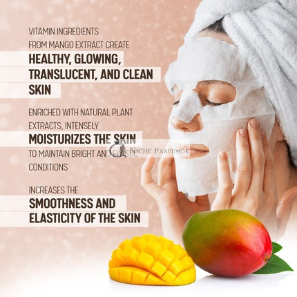 Mango Sheet Mask Beauty Mask Rich Essence for Radiant Youthful Skin Vitamins A and C Natural Antioxidants for Firmness Smooth Pure Complexion Mango Essence