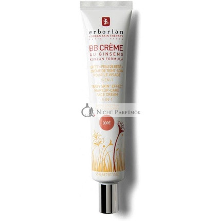 Erborian BB Cream with Ginseng Imperfection Covering Foundation 5-in-1 Korean Skincare Face Cream SPF 20 Doré Shade 45ml