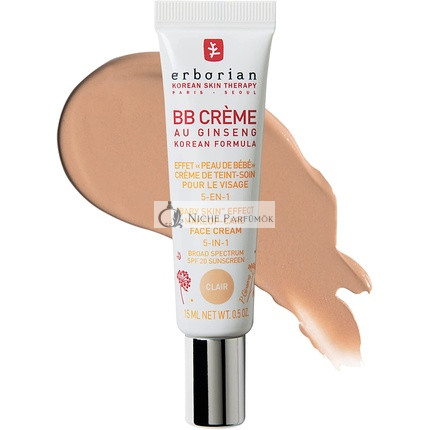 Erborian BB Cream with Ginseng Complexion Cream 5-in-1 Korean Cosmetic Treatment SPF 20 Clear 15ml