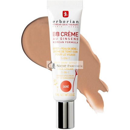 Erborian BB Cream with Ginseng Complexion Cream 5-in-1 Korean Cosmetic Treatment SPF 20 Gold 15ml