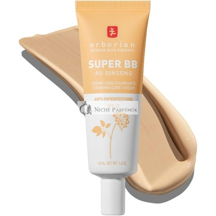 Erborian Super BB Cream with Ginseng High Coverage Tinted Face Care Anti-Imperfections Corrector and Complexion Perfector SPF 20 Sun Protection Korean Cosmetics Nude 40ml