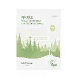   Muldream Vegan Green Mild Tea Tree Pore Mask - Soothing and Moisturizing Facial Mask for Blackheads and Clogged Pores