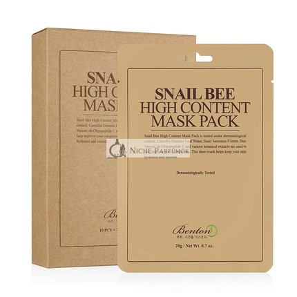 BENTON Snail Bee High Content Mask Pack 20g 10 Sheets - Skin Soothing & Hydrating Facial Mask Sheet
