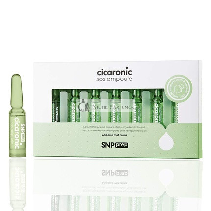 SNP PREP Cicaronic SoS Ampoule Soothing and Immediate Calming Effects for Sensitive Skin Types with Hyaluronic Acid and Centella Asiatica 7 Vials 1 Week Supply 1.5ml per Vial