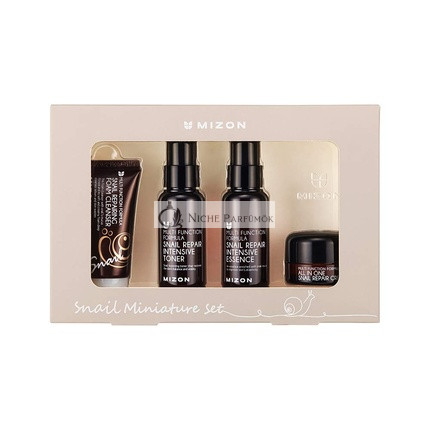 MIZON Snail Line Set Korean Skincare Essentials Mini Sized Foam Cleanser Toner Essence and All in One Facial Cream