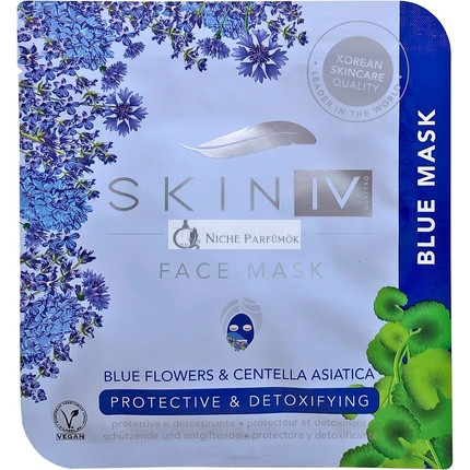 Skin IV Korean Protective & Detoxifying Face Sheet Mask With Blue Flowers & Centella Asiatica 25ml