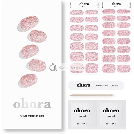 ohora Semi Cured Gel Nail Strips N Pixie Dust - Works with Any Nail Lamps Salon-Quality Long Lasting Easy to Apply & Remove - Includes 2 Prep Pads Nail File & Wooden Stick