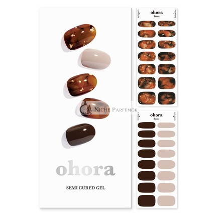 ohora Semi Cured Gel Nail Strips N Brown Sugar - Works with Any UV Nail Lamps Salon-Quality Long Lasting Easy to Apply & Remove - Includes 2 Prep Pads Nail File & Wooden Stick