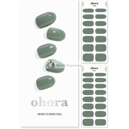 ohora Semi Cured Gel Nail Strips N Cream Leaf - Salon-Quality Long Lasting Easy to Apply & Remove Green