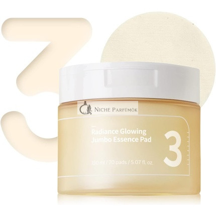 numbuzin No.3 Radiance Glowing Jumbo Essence Pad Vegan Unbleached Biodegradable Niacinamide Clear Glass Skin Korean Skin Care for Face 70 Pads 5.07 fl.oz
