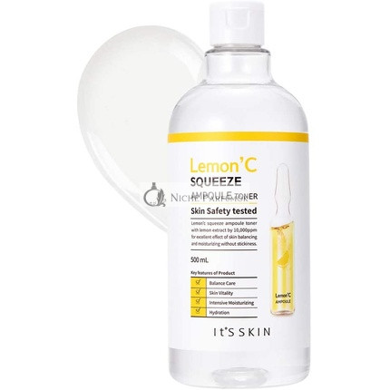 It'S SKIN Lemon'C Squeeze Ampoule Toner 500ml - Dark Spot Clearing and Moisturizing Astringent with Lemon Extract and Hyaluronic Acid