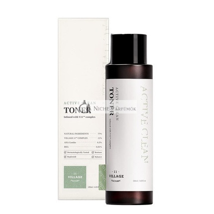 VILLAGE11FACTORY Active Clean Toner AHA BHA for Acne and Oily Skin 4.06 fl oz/120ml