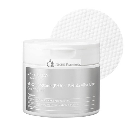 Mary&May Gluconolactone (PHA)+Betula Alba Juice Cleansing Pad 70EA Acne Pad Mild Exfoliator with PHA Calming Tea Tree Cleansing Pad EWG Green Grade