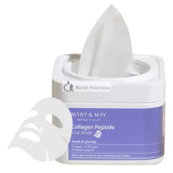   Mary&May Collagen Peptide Vital Mask 30 Sheets Low Molecular Collagen Peptide Sheet Mask Korean Skincare Hydrating EWG Green
