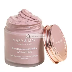   Mary&May Vegan Rose Hyaluronic Hydra Wash Off Mask 125g - Clean Pores Sebum Control Longer Hydration Hyaluronic Rose Petals Clay Korean Facial