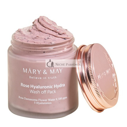 Mary&May Vegan Rose Hyaluronic Hydra Wash Off Mask 125g - Clean Pores Sebum Control Longer Hydration Hyaluronic Rose Petals Clay Korean Facial