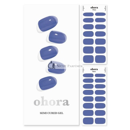 ohora Semi Cured Gel Nail Strips N Tint Bluesy - Salon-Quality Long Lasting Easy to Apply and Remove - Includes 2 Prep Pads Nail File and Wooden Stick Blue