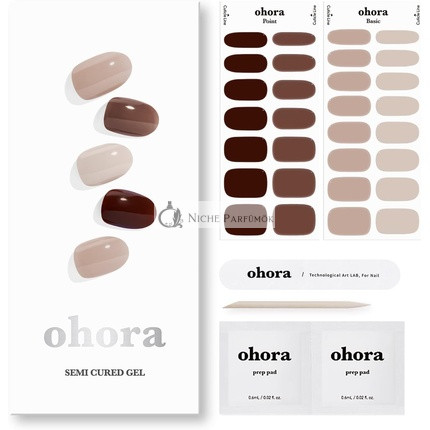 ohora Semi Cured Gel Nail Strips N Roasting - Works with Any Nail Lamps Salon-Quality Long Lasting Easy to Apply & Remove - Includes 2 Prep Pads Nail File & Wooden Stick